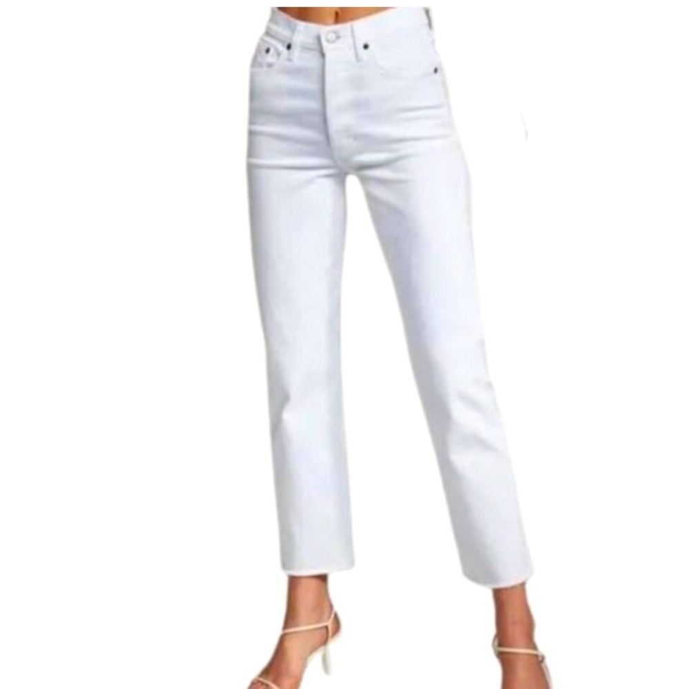 Denim Forum The Yoko High Rise Jeans Womens 28 White Slim Ankle Skinny Aritzia